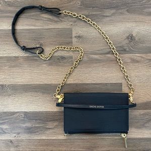 Dagne Dover Black/Gold Clutch Wallet Crossbody Bag